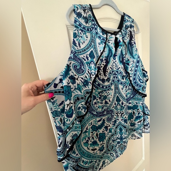 AB Studio Sleeveless Patterned Ruffle Detailed Blouse Women’s Size 3X - Picture 3 of 16